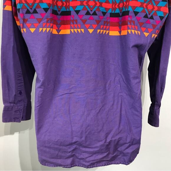 Vintage Roper Mens Large Button Down Shirt Ikat Tribal Southwestern Cowboy Print - Picture 11 of 16